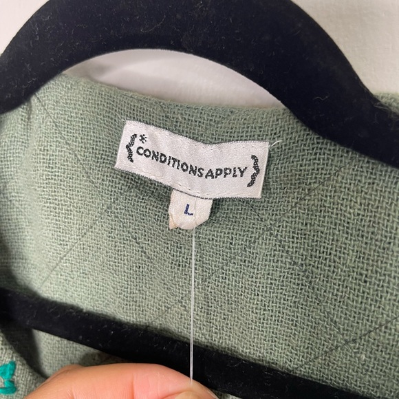 Condition Apply Anthropologie Green Gauze boho Embroidered Novelty Jacket L - Picture 5 of 10